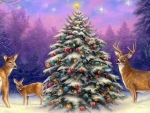 xmas deer and tree