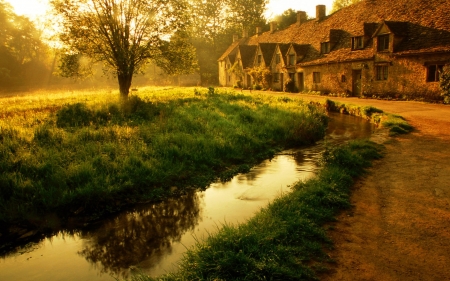 Countryside Meadow - countryside, meadow, sunset, nature, grass