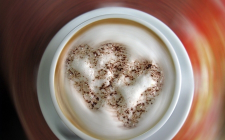 Drink of Hearts in Foam in Hot Chocolate