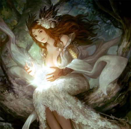 Fantasy girl - fantasy, white, seunghee lee, hand, girl, magical, light, luminos