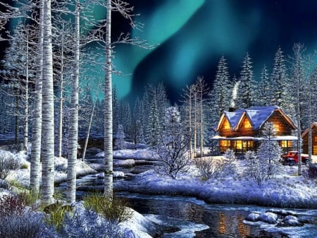 wonderful winter - winter, mountains, cabins, snow