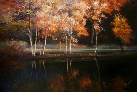 fall scenery - fall, abstract, scenery, painting