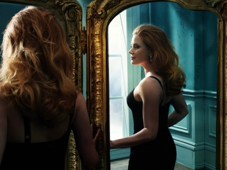 Amy Adams - actress, 2018, adams, wallpaper, model, reflection, beautiful, amy, mirror, amy adams