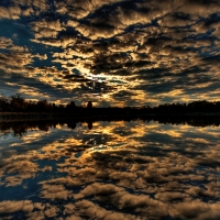 Clouds in the sky and the lake