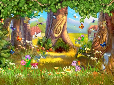 Forest Fairy's - fairies, trees, fantasy, forest, clip, art