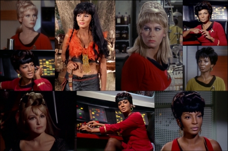 Women from The Original Star Trek Series - Julie Newmar, Rand, Nichelle Nichols, Eleen, Nona, Grace Lee Whitney, Star Trek, Nancy Kovack, Uhura