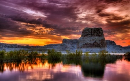 canyons in Colorado - sky, lake, mountains, clouds, sunset, colors