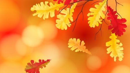 Autumn leaves - fall, frunza, yellow, bokeh, leaf, orange, texture, autumn, skin