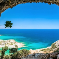 View of Turquoise Sea from Cave