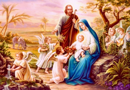 Holy family - chtist, jesus, angel, joseph, virgin, family