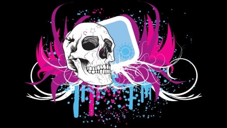 Skull Coloful Vector - colorful, vector, black background, skull