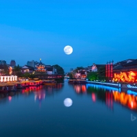 Der Fluss Qinhaui In Nanjing China