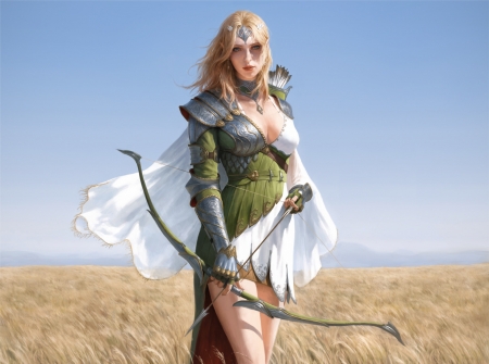 Archer - face zero, elf, girl, luminos, frumusete, fantasy, archer