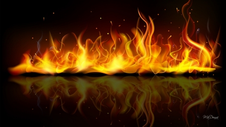 Burning - heat, hot, reflection, sparks, flames, fire, firefox theme