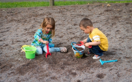 Playing Children - playing, sand, children, toys