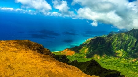 Kalalau Valley Hawaii - nature, view, oeans, blue, skies, mountains