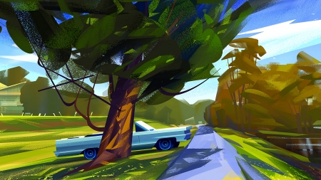 :-) - brown, art, car, green, jithin puthenpurakkal, tree, fantasy