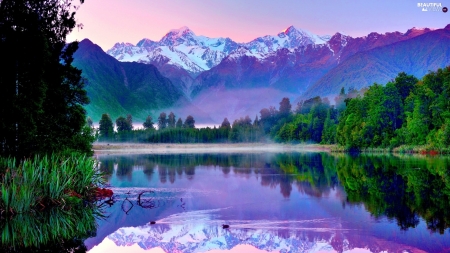 Lake Reflections - lake, trees, mountain, sky