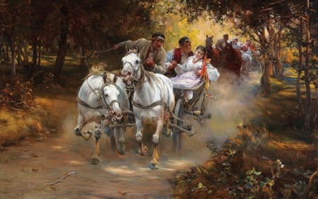 Rural wedding - bbrbribride, rural wedding, bride, alfred verush kovalski, people, paiting, art, horse