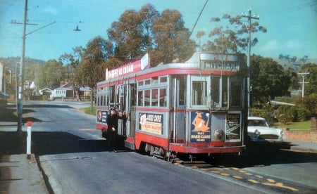 adelaide tram - street, adelaide, car, tram