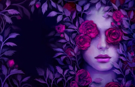 Rose's Grave - wallpaper, digital, pretty, gothic, girl, art, roses, fantasy, woman