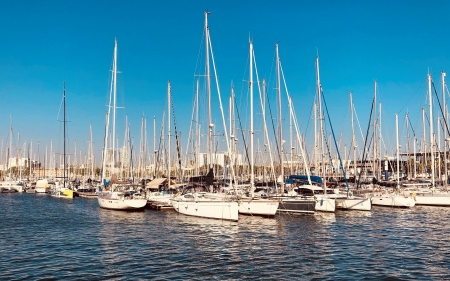 Sailboats in Barcelona, Spain - marina, Barcelona, yachts, Spain, sailboats