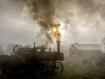 Steam Powered Tractor at Sunrise