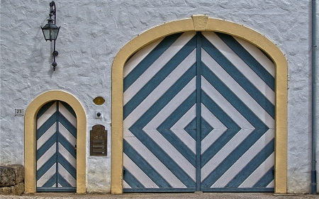 Gates - house, door, lantern, gates, stripes