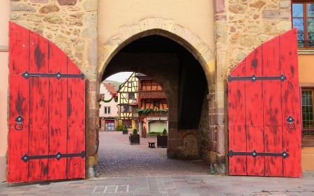 Town Gate - gate, wooden, town, portal