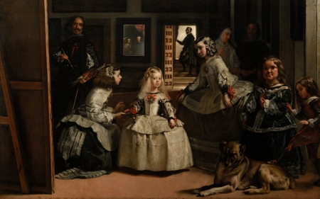 Las meninas - las meninas, dress, girl, child, family of philip IV, dwarf, painting, diego velasquez, art