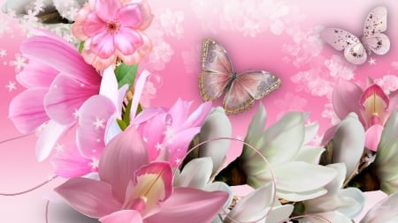 â¤ï¸ - butterflies, orchids, petals, collages, flowers