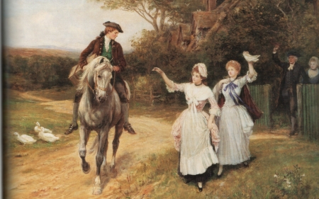 Leaving home - hardy, woman, painting, art, horse, girl, man, pictura