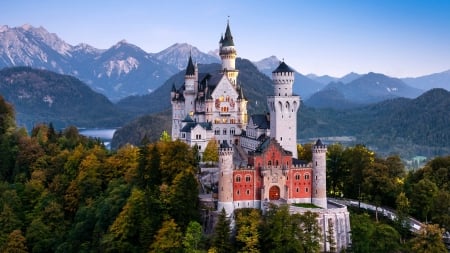 Neuschwanstein Castle, Germany - forest, castle, mountains, medieval, germany