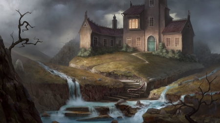 Mansion - igor khomenko, fantasy, source, water, castle