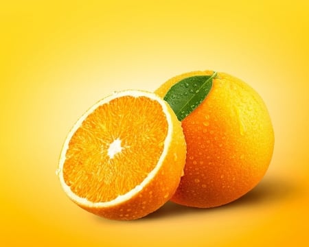 Orange - leaf, slice, drops, fruit