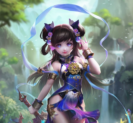 Fantasy girl - exia xiaotong, fantasy, blue, girl, cute, luminos