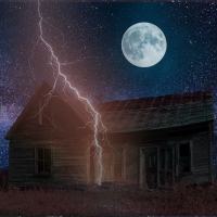 Lightning over Creepy Old House