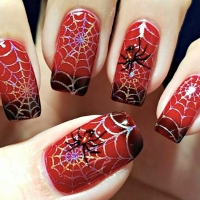 Halloween Red Spider Nail Art