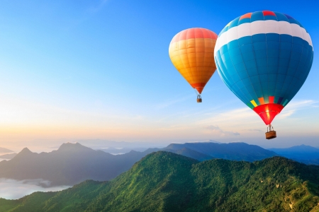 Hot air balloons - sky, fly, sports, balloons, mountain