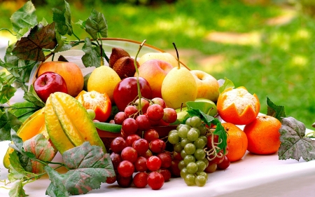 Fresh fruits - berries, orange, peaches, pear