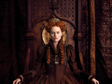 Mary Queen of Scots 2018 - actress, redhead, girl, movie, throne, margot robbie, poster, mary queen of scots