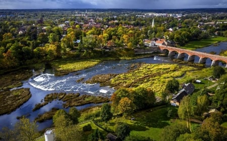 Kuldiga, Latvia - Latvia, river, Venta, Kuldiga, landscape, bridge