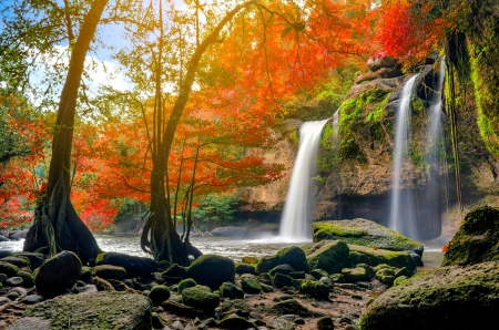 Autumn waterfall - fall, autumn, beautiful, waterfall, rocks