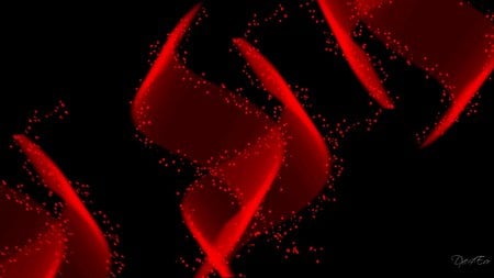 Red Ribbon Sparkle - widescreen, abstract, black, red, sparkles, ribbons