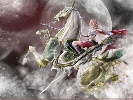 Lightning and Odin - odin, horse, lightning, ff13