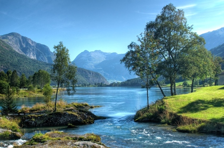 landscape xxx - lake, grass, trees, mountain