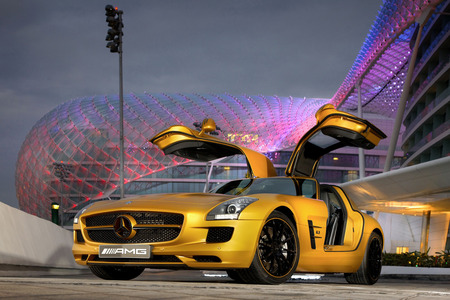 Mercedes SLS AMG Desert Gold - amg, sls, car, mb, tuning