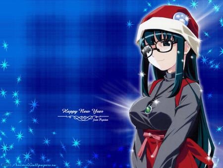 Have a Happy Anime New Year - anime, winter, glasses, girl, january, new, year