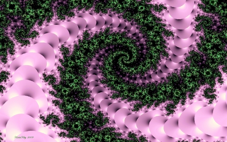 Pink spiral - fractal, spirals, glow, fractals, pink, green, colors, color, spiral