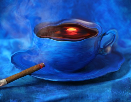 coffee - coffe-cup, cigar, blue